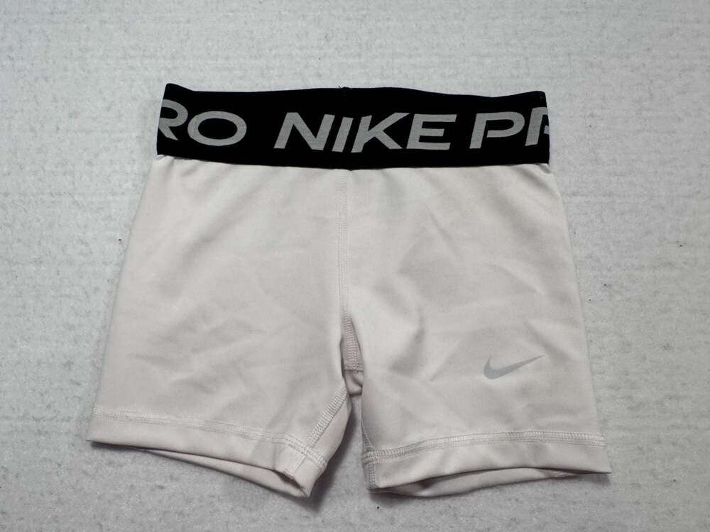 Nike Pro Dri-FIT Girls Athletic Compression Shorts White Size S